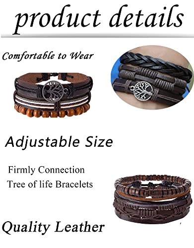 Akeoqi 15Pcs Braided Leather Bracelets Set For Women Men Wristbands Wooden Beaded Cuff Wrap Bracelet Boho Ethnic Tribal Linen Hemp Cords Wrap Bracelets Adjustable Brown Handmade Jewelry #TOP1