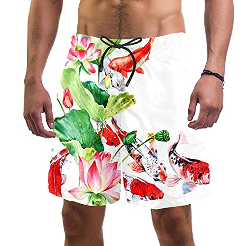 Short de bain pour homme respirant et confortable Fish Lotus multicolore en S