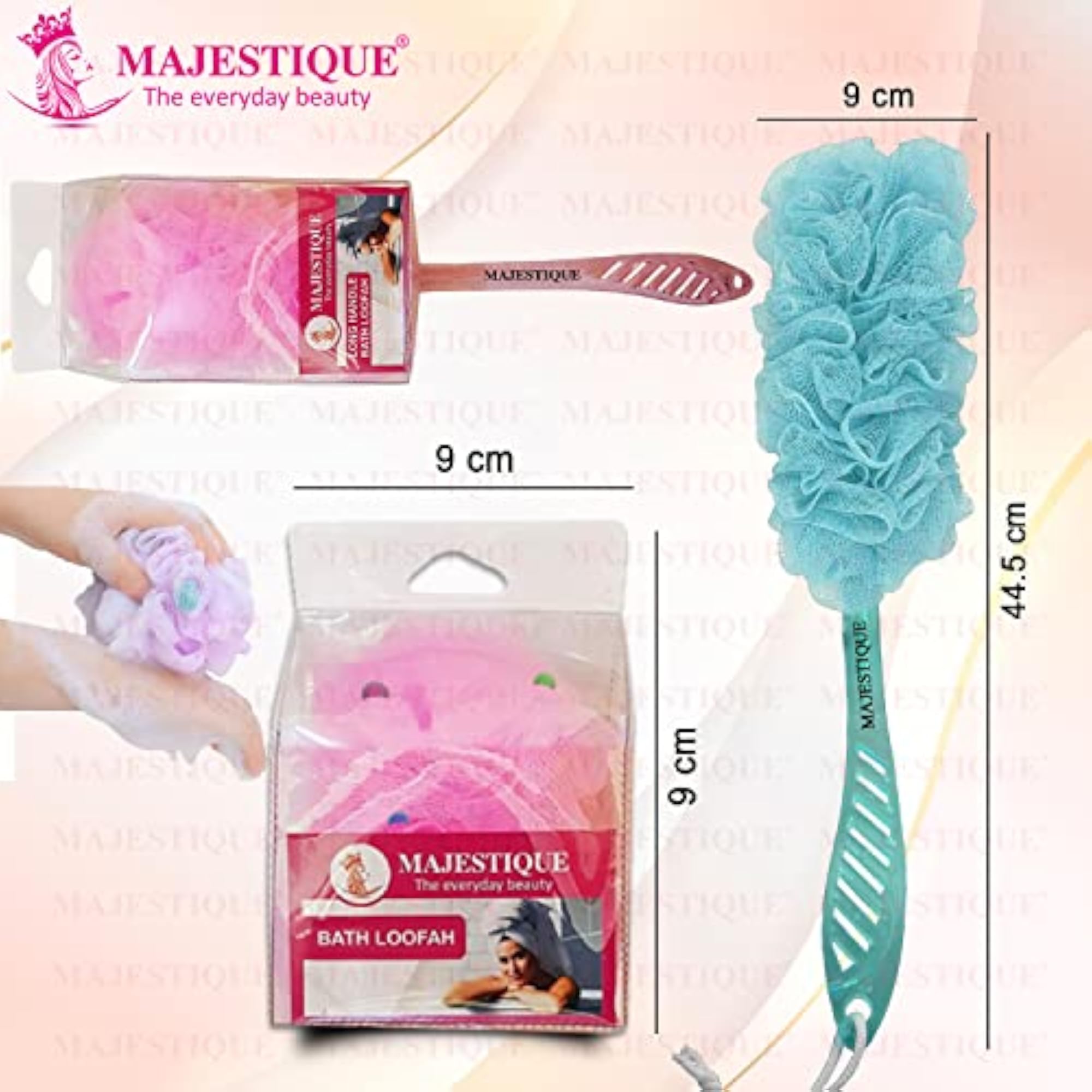 Long Handle Loofah Set - Round Body Sponge