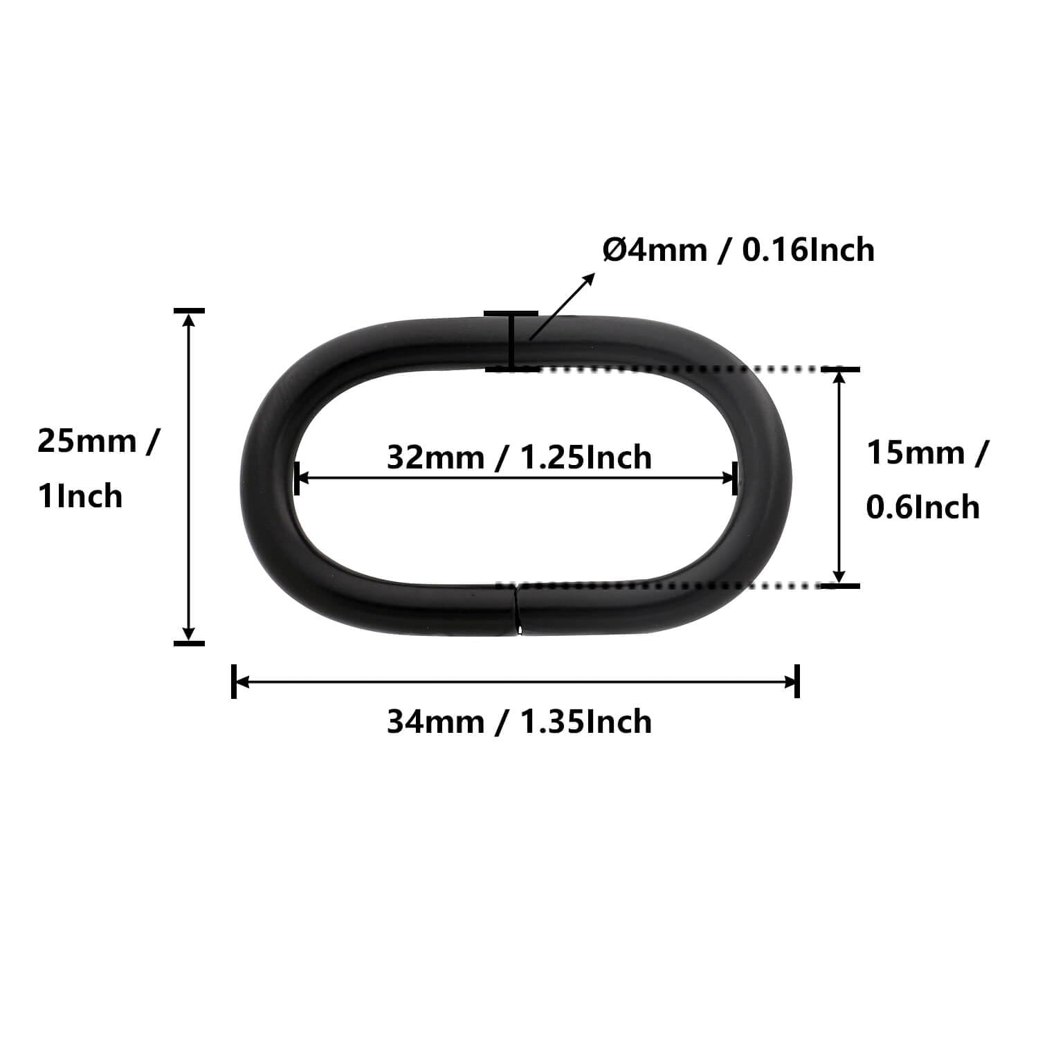 BIKICOCO 1-1/4'' Metal Oval Ring Buckle Loops Non Welded for Leather Purse Bags Handbag Straps Black - Pack of 20 - Image 2