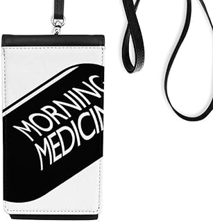 Morning Medicine Quote Art Deco Gift Fashion Phone Wallet Purse Hanging Mobile Pouch Black Pocket