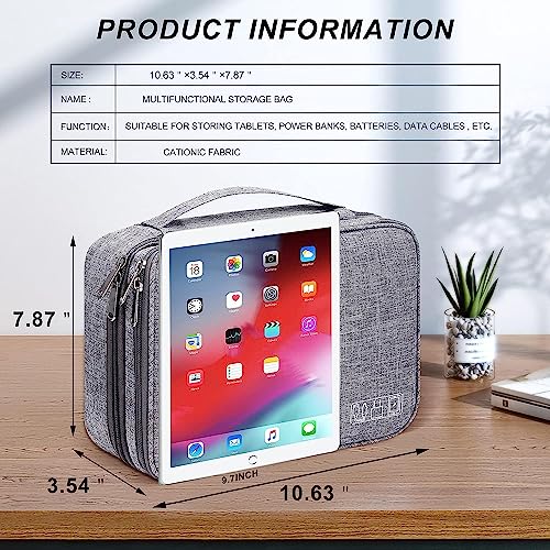 Anayo Electronics Accessories Organizer Bag Gadget Pouch Waterproof Travel Case for Cables, Charger, Power Bank, Memory Card, USB Drive, Mobile, Tablet, Camera, HDD, SSD - Double Layer (Grey) 3 51Kec6tt0cL