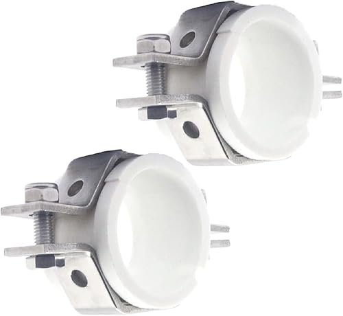 QiiMii Percha de tubo hexagonal de acero inoxidable SS304 de 2 pulgadas con cojín, soporte de tubo ajustable, abrazadera de tubo con inserto de PVC,