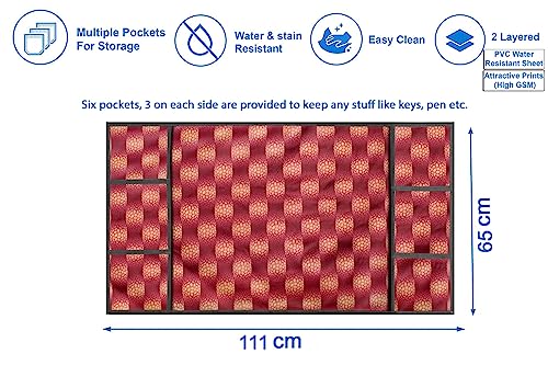 Image of Stylista Refridgerator top Cover Suitable for Samsung RR20C1723U8 /HL, 183 Liter Fridge, Dimension (WXD) 65x111 CM, Gingham Pattern Red