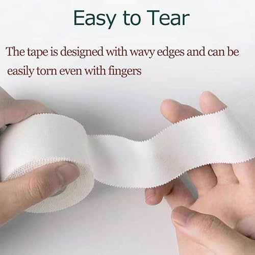 Miniatura 5 de LiangMai 4 rollos de cinta atlética blanca  Cinta deportiva fuerte adhesiva, sin residuos de cosquillas, cinta atlética fácil de rasgar para