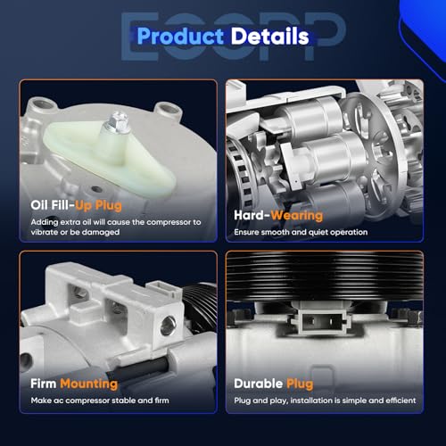 Image of ECCPP AC Compressor 2000-2003 Fit for Ford Excursion 7.3L | AC Compressor with Clutch Rapid Cooling