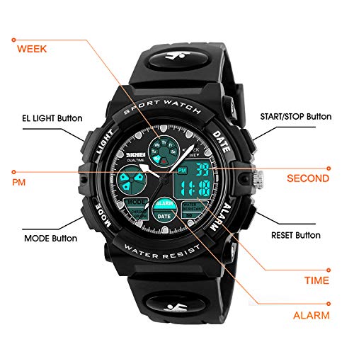 Image of Dayllon Boys Watch,Kids Watch for 5-15 Year Old Boys,Digital Sport Outdoor Multi Function Waterproof with LED Alarm Calendar Analog Watch for Kids Gifts