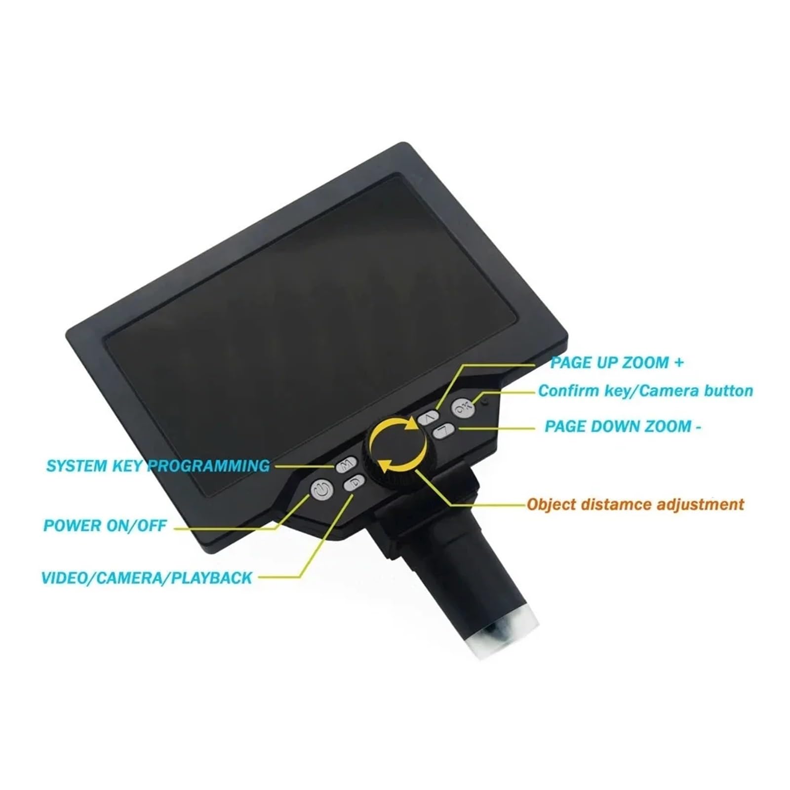 G1200 7-Inch Digital Microscope 1200x Continuous Zoom HD 12MP Industry Adjustable Stand Built-in Battery Magnifier(G1200)