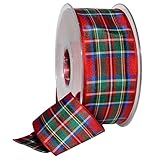 Morex Ribbon Edinburgh Ribbon, Scottish Heritage Family Colors, Christmas and Wedding Decorations, Plaid, 1.5 Inch by 27 Yards, Royal Stewart