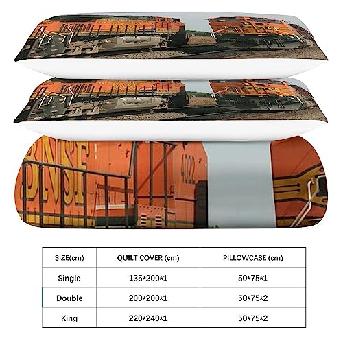 Housse de couette train vert en microfibre douce avec fermeture