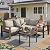 UDPATIO 6 Piece Patio Furniture Set, Metal Outdoor Sectional Sofa with 6" Thick Olefin Cushions, Wide Armrest & Coffee Table, L Shaped Outdoor Furniture for Garden, Backyard Beige