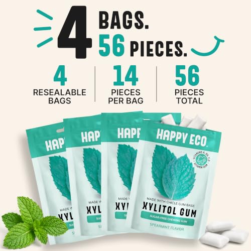 Xylitol Vitamin Gum, Sugar Free, Spearmint, 56Pcs, Natural Gum Plastic Free | Daily Boost of Vitamins A, B6, C & D, Natural Chicle Base, Aspartame Free, Vegan, Keto, Gluten Free - image 3