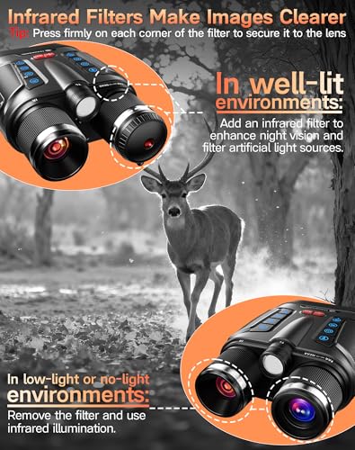 Image of Night Vision Goggles - Smart APP 4K Night Vision Binoculars, 10000mAh Battery, 128GB Card for Photo and Video, 3'' UHD Screen & 8X Zoom Binoculars for Camping, Hunting, Security (Black)