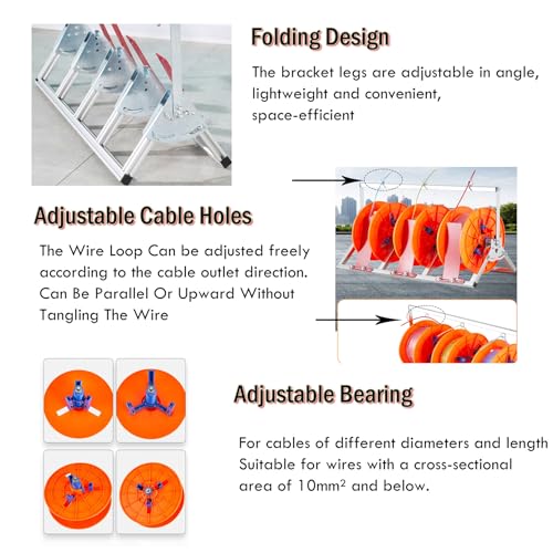 Dévidoir portable en acier pour bobines de câble et cordes - 5