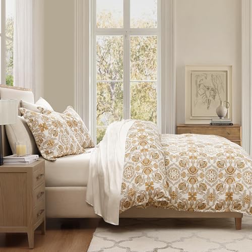 Image of HiEnd Accents Andie Washed Linen 3 Piece Queen Vintage Floral Comforter Set