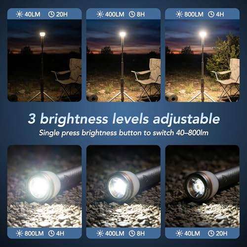 Image of Neoglint Telescopic Camping Light Collapsible Lantern with Tripod Stand | Up to 800 Lumens Brightness, 75.6 Inch Telescopic Pole, 3 Safety Lighting Modes, Heavy Duty Magnetic Base, IP65 Waterproof