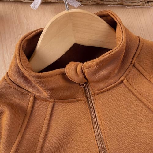 Toddler Girls Boys Fleece Lined Sweatshirts Quarter Zip Stand Collar Long Sleeve Pullover Tops Fall Winter Clothes 1-6Years4
