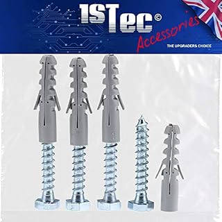 1STec 4 x M10 x 50 mm Strong Galvanised Satellite Anchor Nylon Mungo Wall Plug + Heavy Duty Coach Screw with 13mm HEX Bolt Head for Fixing Aerial Mast Sky Dishes TV Mount Brackets Shelving Racking