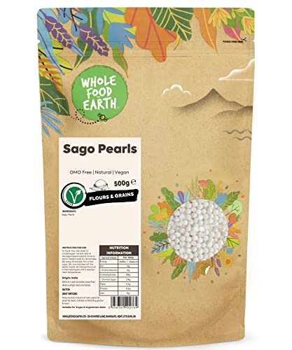 Wholefood Earth Sago Pearls - GMO Frei - Natürlich - Vegan - Milchfrei - Ohne Zusatz von Zucker, 500g
