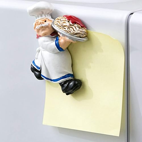 Miniatura 3 de 4 imanes de chef para nevera, divertidos imanes de chef para refrigerador de resina 3D, imanes de chef italiano francés, calcomanías para