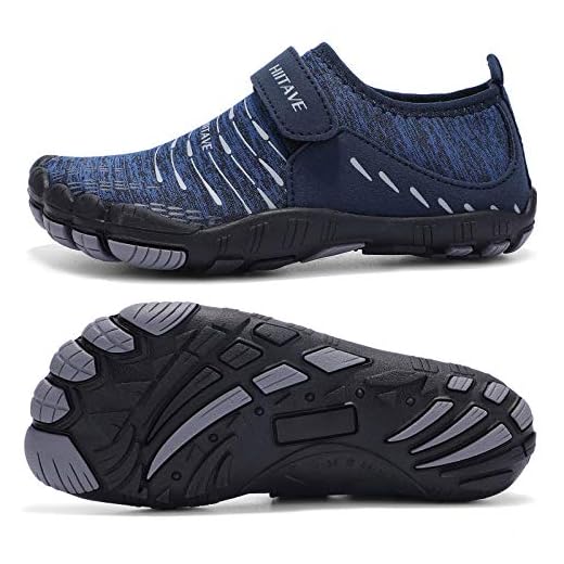 HIITAVE Kids Water Shoes Boys Barefoot Aqua Socks Non-Slip Shoes for Hiking Beach Swim Pool Navy 5 M US Big Kid