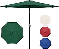 Vista 40 de YSSOA Sombrilla de patio de 9 pies con 8 varillas resistentes, paquete de 2 unidades de 9 pies, color rojo, paquete de 2