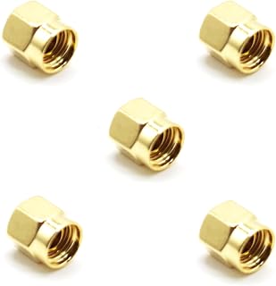 SMAメスジャックダストキャップ5個、SMA同軸保護カバー 金メッキRFプラグコネクタアクセサリー SMAメスジャックアダプターコネクタ用