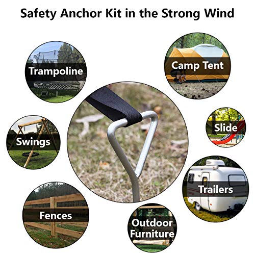 Trampoline Stakes Anchor, Butizone Heavy Duty Spiral Trampoline Accessories Corkscrew Shape Steel Stakes, Tie Down Ground Anchor Kit, Fit for Trampolines, tent, slide, outdoor furniture, fences, swing - Thumbnail 6