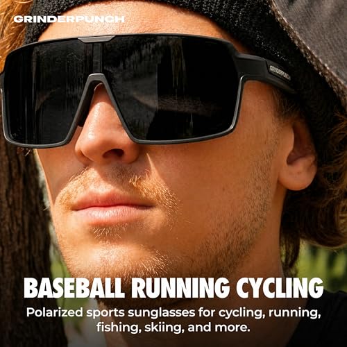Image of grinderPUNCH Polarized Sports Sunglasses for Men Women UV Protection Shades for Baseball Running Cycling Skiing & Pickleball