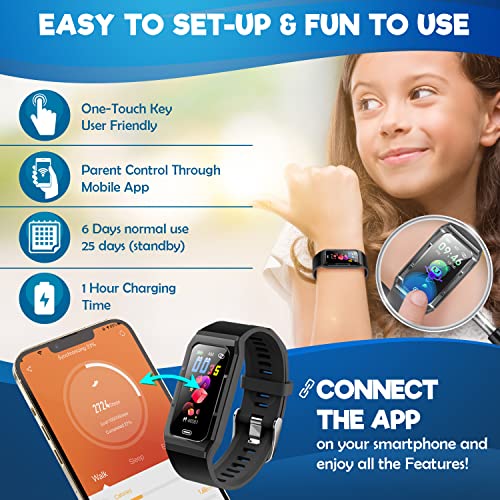 Inspiratek Kids Fitness Tracker For Girls And Boys (Age 5-16) - Waterproof Fitness Watch For Kids With Heart Rate Monitor, Sleep Monitor, Calorie Counter And More - Kids Activity Tracker (Black) #TOP2
