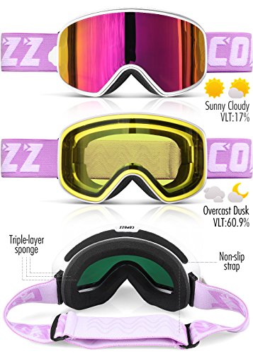 COPOZZ Maschera da Sci, MX 2 in 1 Maschera da Sci