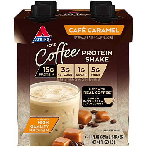 Atkins, Meal Replacement Shake, Gluten-Free, Café Carmel, 44 Fl Oz, 4 Count Atkins, Meal Replacement Shake, Gluten-Free, Café Carmel, 44 Fl Oz, 4 Count