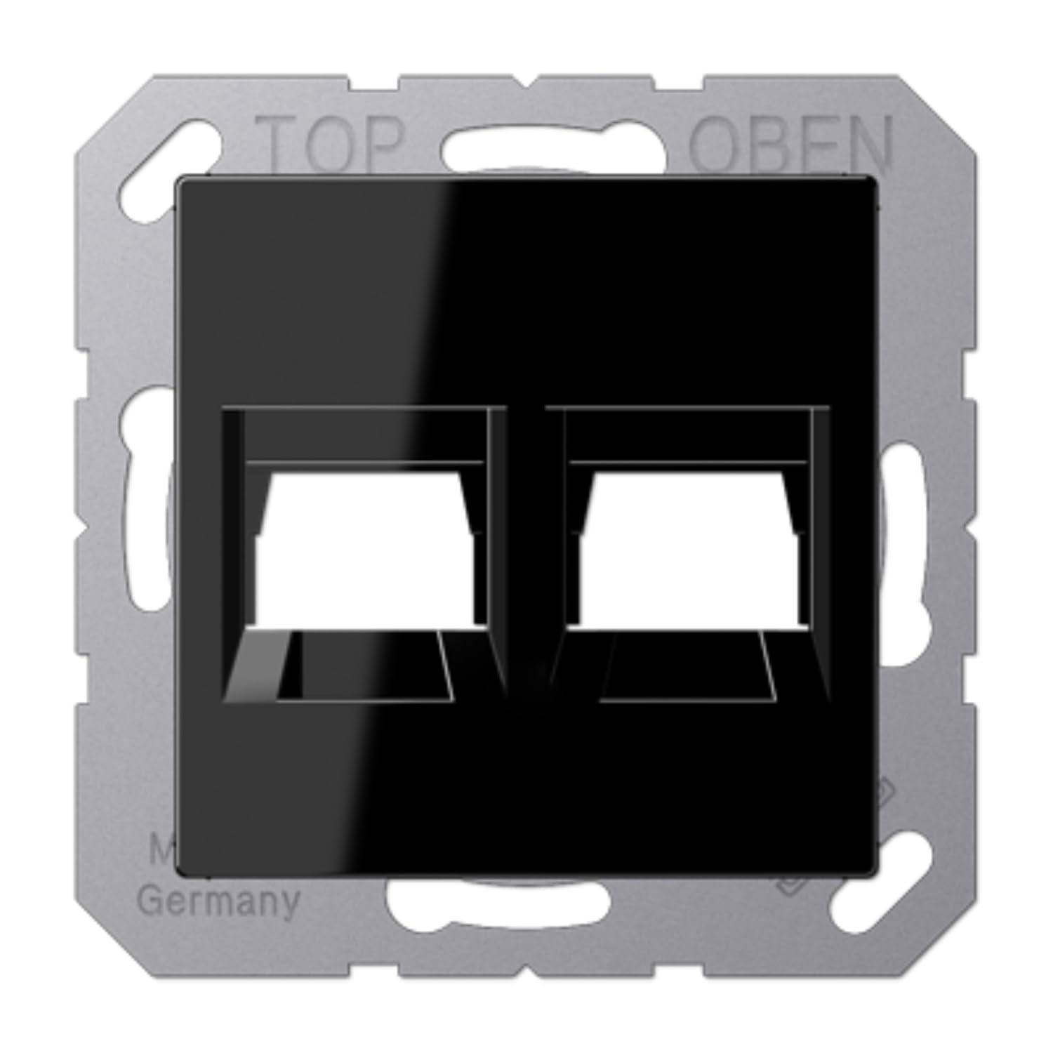 Plaque modulaire Jack-Rad 2 prises A noir JUNG A1569-2WESW pour installation encastrée chic