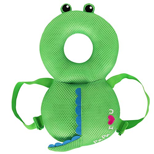 EXQULEG Baby kopfschutz Kissen, Verstellbar Schutz Kopfkissen, Sicherheits Kissen Fallschutz Schutzpolster geeignet für die Altersgruppe von 7 u0096 24 Monate (Grün Dinosaurier)