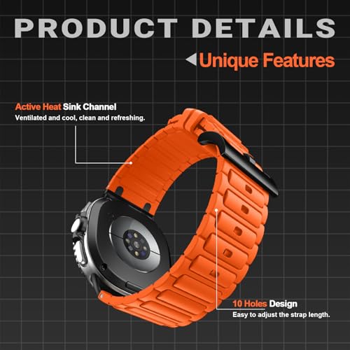 Image of Compatible with Samsung Galaxy Watch 8 Classic 46mm Strap /Galaxy Watch 8 44mm 40mm Rugged Bands Silicone for Galaxy Watch 8 /8 Classic Rubber Sport Straps (NO WATCH)