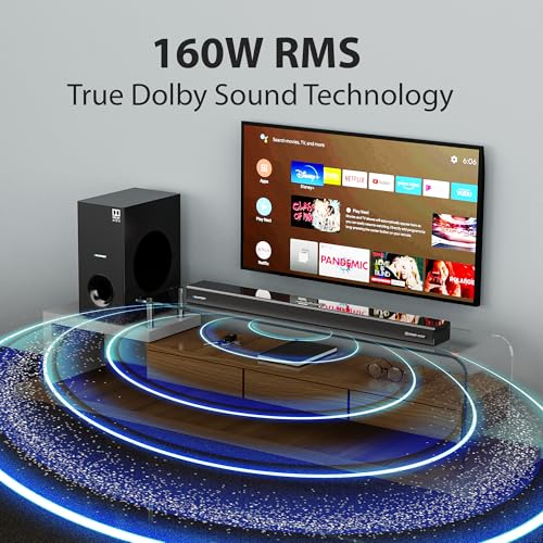 Image of Blaupunkt SBW Munich 50 Dolby Audio 2.1 CH Soundbar with Wired Subwoofeer I 160W RMS I HDMI-ARC I Bluetooth I AUX I USB I Remote Control with Equalizer