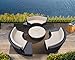 Armen Living 9 Piece Barbados Wicker?Patio Set, Black Powder Coated Finish/Beige
