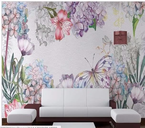 Papier peint mural 3D ILIYA en tissu non tissé à petites fleurs pour salon
