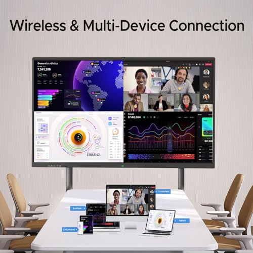 Image of 85'' 4K UHD Interactive Touchscreen Smart Board, Android 14 Wireless Digital Whiteboard with Open App Ecosystem, Wall-Mounted Smartboard for Classroom Home Office Studio
