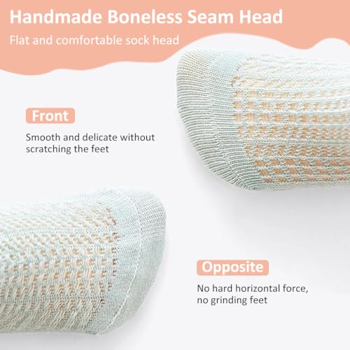 Image of SNOWIE SOFT 6 Pairs Baby Socks Set 0-18 Months, Summer Breathable Anti-Slip Cartoon Design Cotton Socks, Non-Slip Grip Ankle Floor Socks for Newborn Infants Boys and Girls