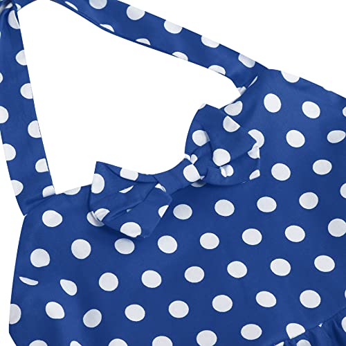 Girls 1950S Retro Vintage Dress Polka Dot Dress Toddler Sleeveless A Line Swing Dress Girls Halter Dress Vintage Dresses From 1950S For Kids Casual Summer 1950S Dresses Blue Polka Dot 4-5 Years #TOP3