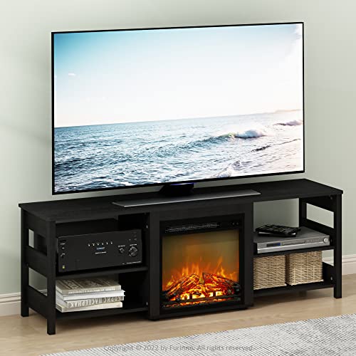 Image of Furinno Classic 70 Inch TV Stand with Fireplace, Americano