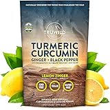 TRUWILD Turmeric Curcumin Drink Mix Powder + Organic Curcuminoid Black Pepper, Ginger, Cayenne Pepper, Lemon - Natural Anti-Inflammatory & Immune Support - Restore PH Balance & Joint Health