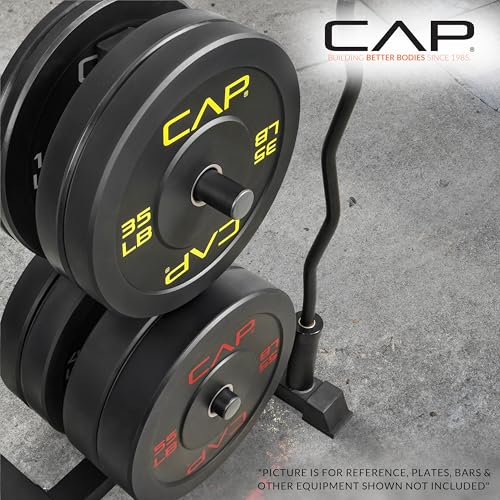 CAP Barbell Olympic Bumper Plate Tree Rack with 4 Weight Plate Posts and 2 Barbell Storage Holders | Multiple Colors