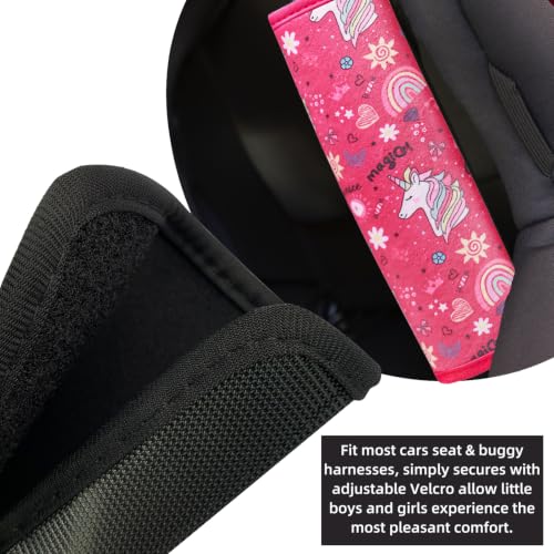 Image of Seat Belt Cover for Kids, Seat Belt Pad for Boys Girls, Car Seat Straps Shoulder Pads for Kids, Kid's Seat Belt Cushion, Shoulder Strap Pad, 1 Piece （Magic Unicorn）