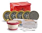 TSAR CAVIAR Black Caviar Set âCaspian Seaâ 50g x 4 - OVERNIGHT DELIVERY - Black Caviar Sturgeon - Light-Salted Osetra Caviar Eggs - Gourmet Food Gifts - Malossol Fish Roe