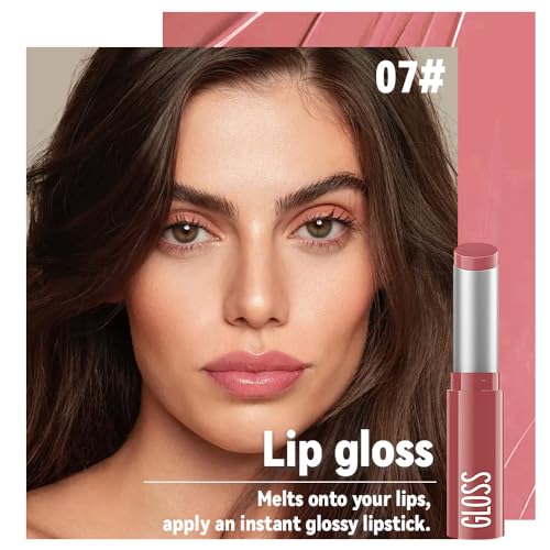 Image of 1Pc Pale Pink Butter Lipstick Tinted Lip Balm, Shine Moisturizing Plumper Lipstick for Women, Natural Nourishing Hydrating Lip Gloss Stain for Dry Lips, Lightweight Lip Liner Care Vegan Makeup