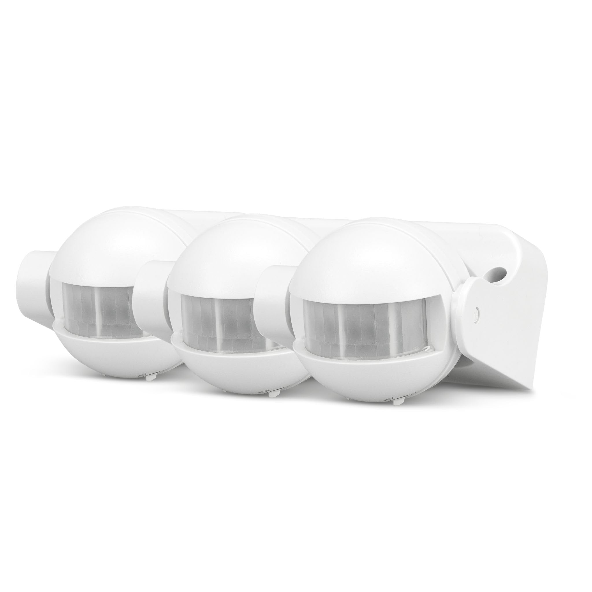 Pack de 3 Detector de Movimiento infrarrojo Garza de Exterior para Pared, con ángulo de detección 180º Tiempo de Encendido Regulable a 10sec -7 min, Blanco