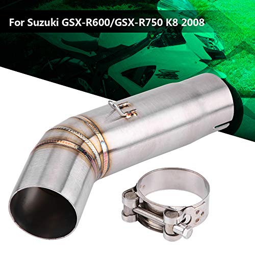 Qiilu Motorcycle Full Exhaust System Vent Middle Pipe Connect for für GSX- R600/GSX-R750 2008