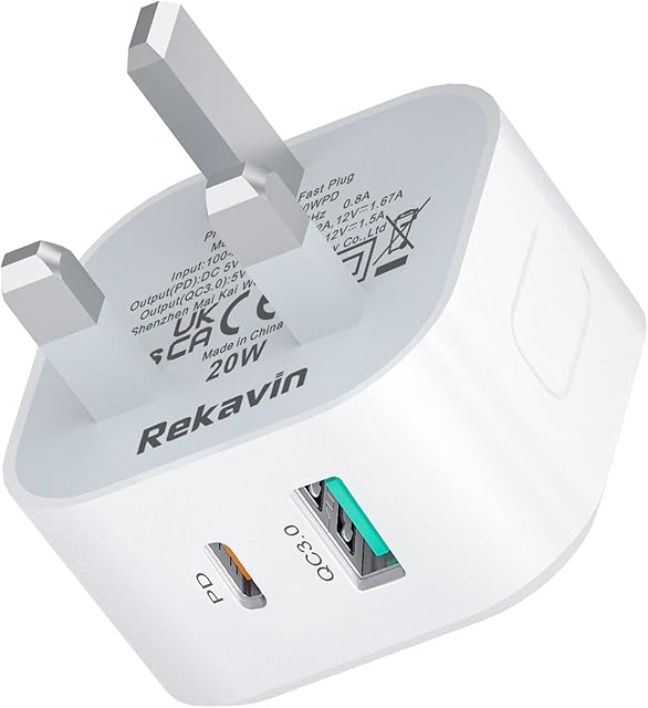 USB C Charger Plug Fast Charge 20W,Rekavin USB Type C Fast Charging Adapter Plug UK Compatible with iPhone 14/14 Pro/14 Pro Max//13/13 Mini/13 Pro/13 Pro Max/12/12 Mini/12 Pro Max/11 Pro/iPad Pro etc